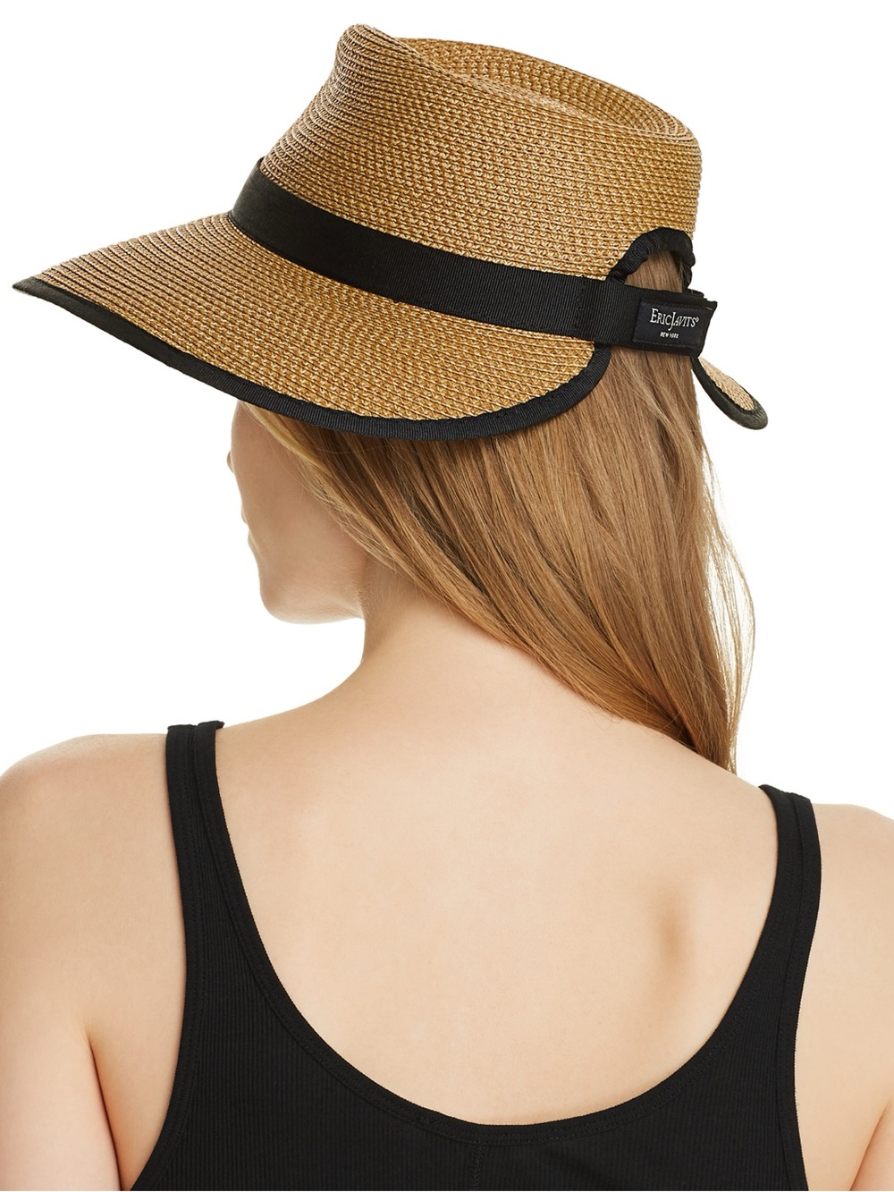 Eric Javits Sun Crest Pacable Hats Wide Brim Straw Sun Hat with Black Trim  OS - Picture 2 of 10